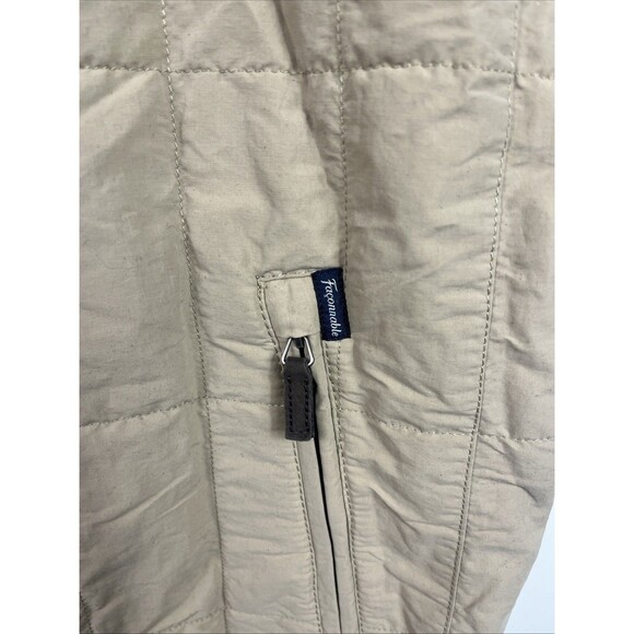 FACONNABLE Vest  XL Khaki Tan/Brown Leather Reversible Full Zip Quilted - Picture 3 of 10